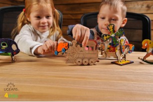 3D Coloring Model Wooden Puzzle «Locomotive»
